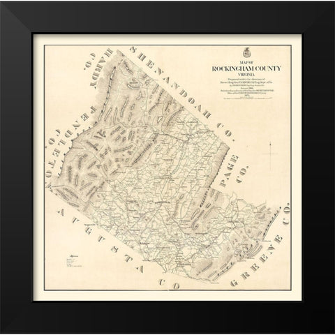 Rockingham County Virginia - Hotchkiss 1875 Black Modern Wood Framed Art Print by Hotchkiss