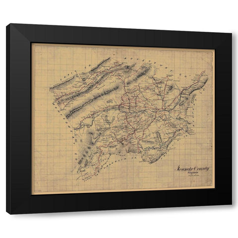 Roanoke County Virginia - 1860 Black Modern Wood Framed Art Print with Double Matting by Unknown