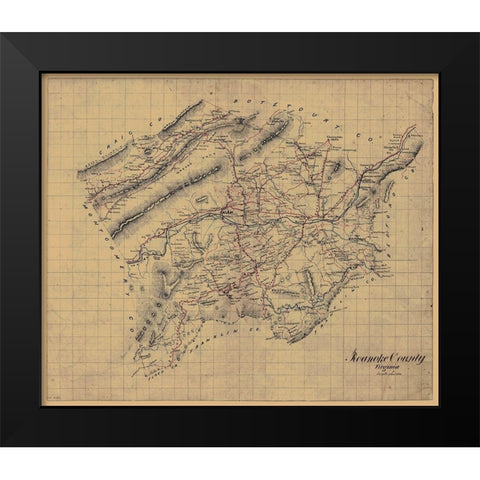 Roanoke County Virginia - 1860 Black Modern Wood Framed Art Print by Unknown