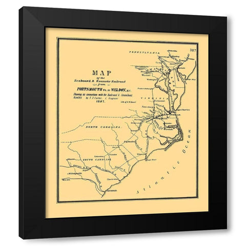 Seaboard and Roanoke Railroad - Bouve 1847 Black Modern Wood Framed Art Print by Bouve