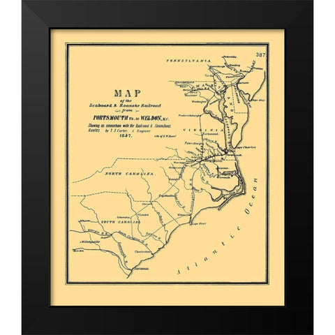 Seaboard and Roanoke Railroad - Bouve 1847 Black Modern Wood Framed Art Print by Bouve