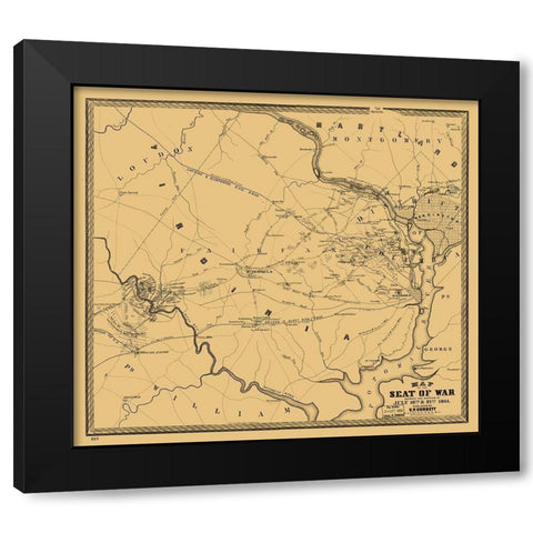 Seat of War Virginia - Corbett 1861 Black Modern Wood Framed Art Print by Corbett