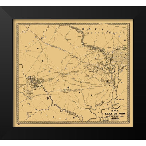 Seat of War Virginia - Corbett 1861 Black Modern Wood Framed Art Print by Corbett