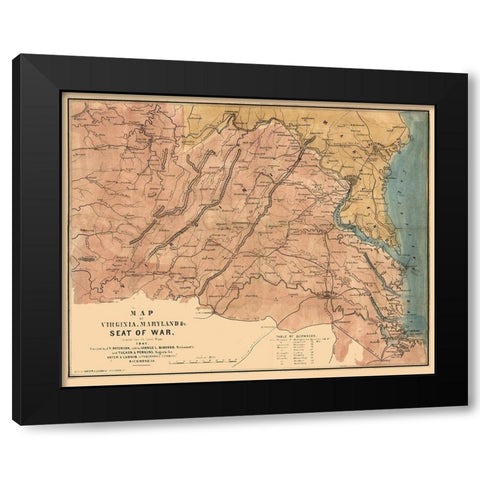 Seat of War Virginia - Ludwig 1861 Black Modern Wood Framed Art Print with Double Matting by Ludwig