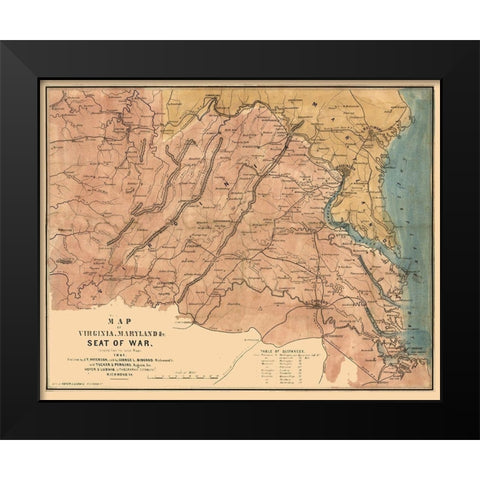 Seat of War Virginia - Ludwig 1861 Black Modern Wood Framed Art Print by Ludwig