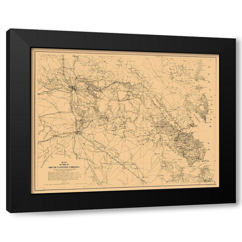 South Eastern Virginia - Cooke 1862 Black Modern Wood Framed Art Print by Cooke