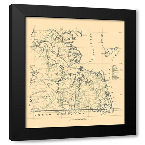 Southeastern Virginia 1862 Black Modern Wood Framed Art Print with Double Matting by Unknown