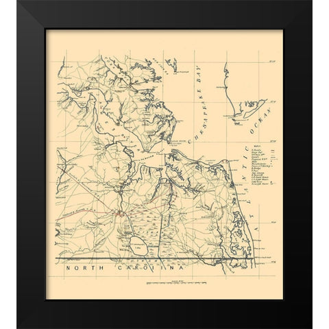 Southeastern Virginia 1862 Black Modern Wood Framed Art Print by Unknown