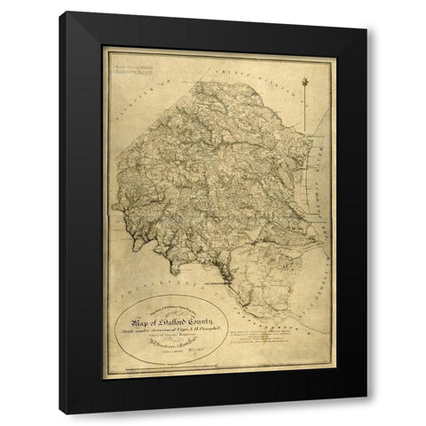 Stafford County Virginia - Campbell 1864 Black Modern Wood Framed Art Print with Double Matting by Campbell