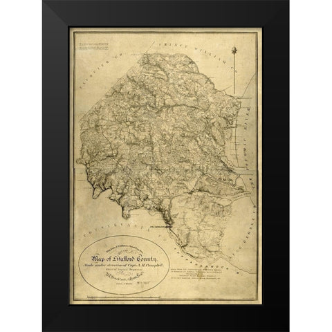 Stafford County Virginia - Campbell 1864 Black Modern Wood Framed Art Print by Campbell