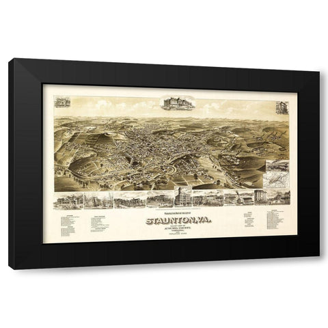 Staunton Virginia - 1891 Black Modern Wood Framed Art Print by Unknown