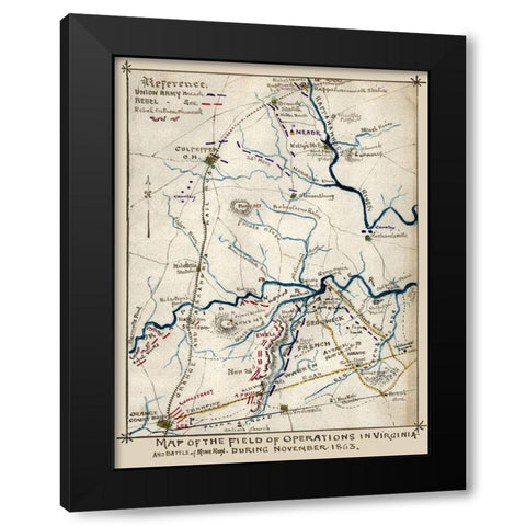 State of Operations Virginia - 1863 Black Modern Wood Framed Art Print with Double Matting by Unknown