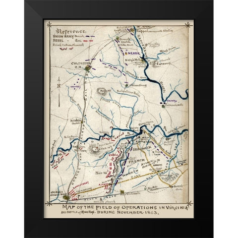 State of Operations Virginia - 1863 Black Modern Wood Framed Art Print by Unknown