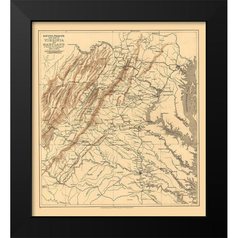 Virginia Maryland - Sifton 1912 Black Modern Wood Framed Art Print by Sifton