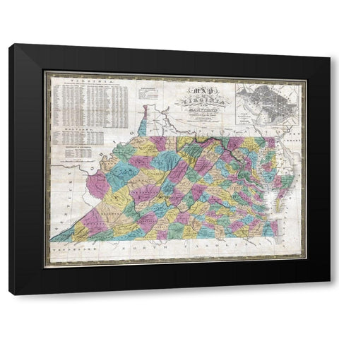 Virginia Maryland - Mitchell 1832 Black Modern Wood Framed Art Print with Double Matting by Mitchell