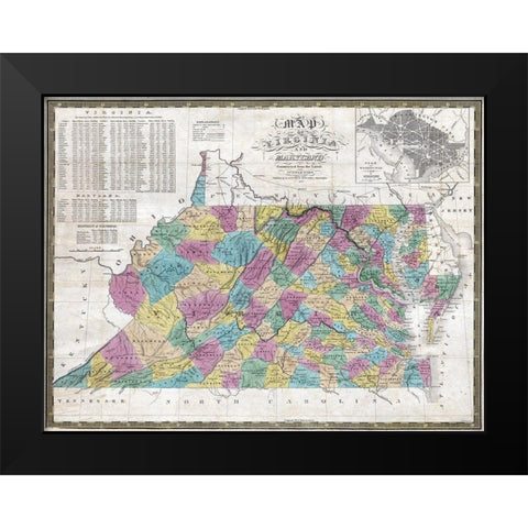 Virginia Maryland - Mitchell 1832 Black Modern Wood Framed Art Print by Mitchell