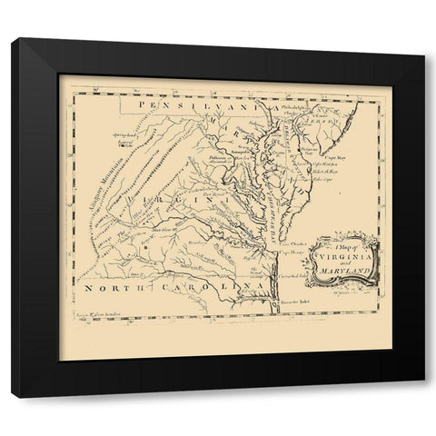Virginia Maryland - Gavin 1767 Black Modern Wood Framed Art Print with Double Matting by Gavin