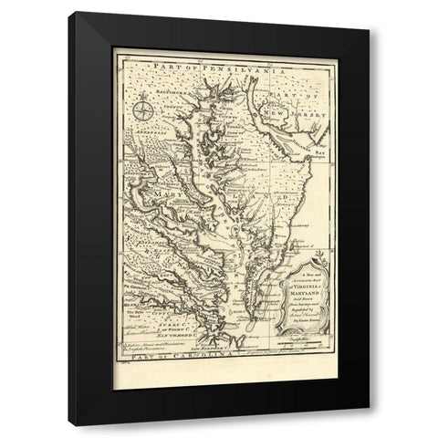 Virginia Maryland - Bowen 1752 Black Modern Wood Framed Art Print by Bowen