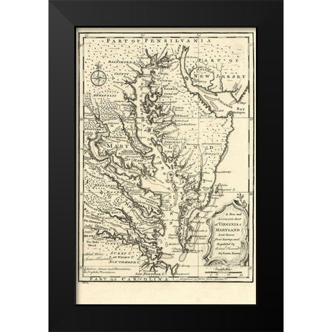 Virginia Maryland - Bowen 1752 Black Modern Wood Framed Art Print by Bowen