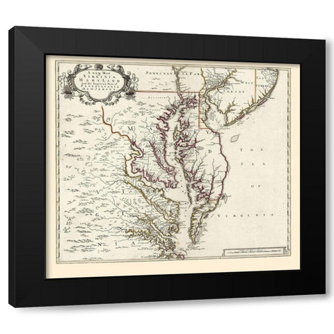 Virginia Maryland - 1700 Black Modern Wood Framed Art Print by Unknown