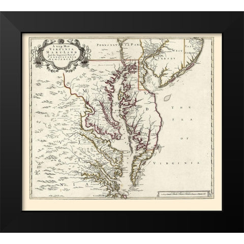 Virginia Maryland - 1700 Black Modern Wood Framed Art Print by Unknown