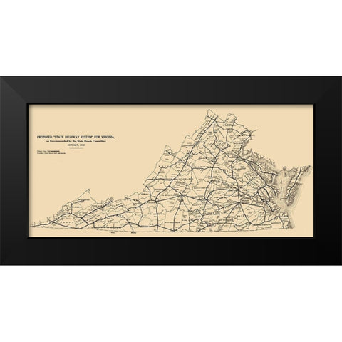 Virginia - 1918 Black Modern Wood Framed Art Print by Unknown