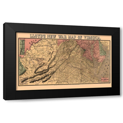 Virginia - Lloyd 1862 Black Modern Wood Framed Art Print with Double Matting by Lloyd