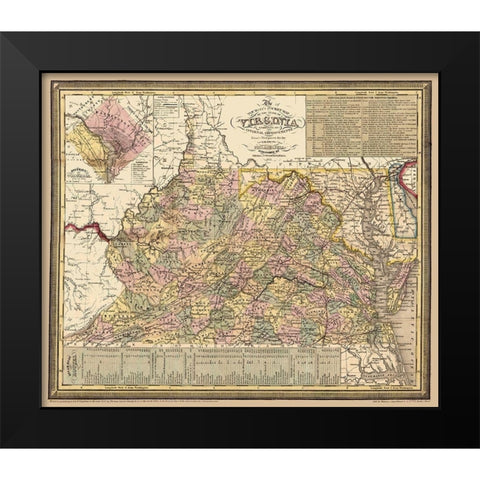 Virginia - Cowperthwait 1853 Black Modern Wood Framed Art Print by Cowperthwait