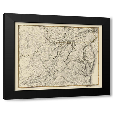 Virginia - Flowman 1814 Black Modern Wood Framed Art Print with Double Matting by Flowman