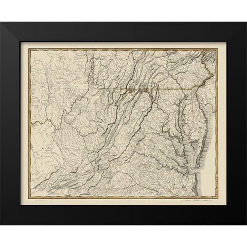 Virginia - Flowman 1814 Black Modern Wood Framed Art Print by Flowman