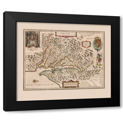 Virginia - 1644 Black Modern Wood Framed Art Print with Double Matting by Unknown