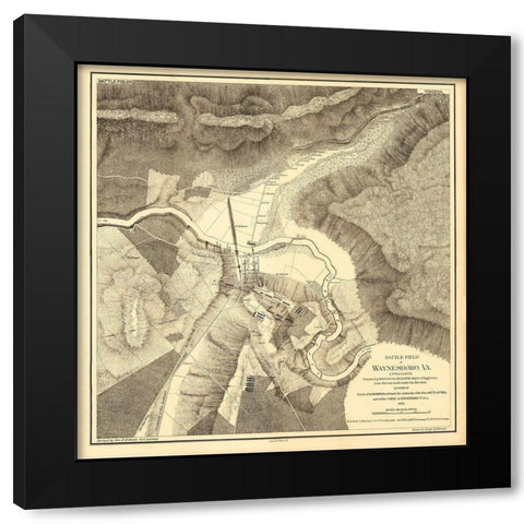 Waynesboro Virginia - Holland 1865 Black Modern Wood Framed Art Print with Double Matting by Holland