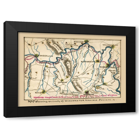 Winchester Virginia - 1862 Black Modern Wood Framed Art Print by Unknown