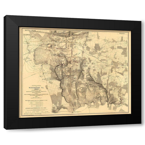 Winchester Virginia - 1864 Black Modern Wood Framed Art Print with Double Matting by Unknown