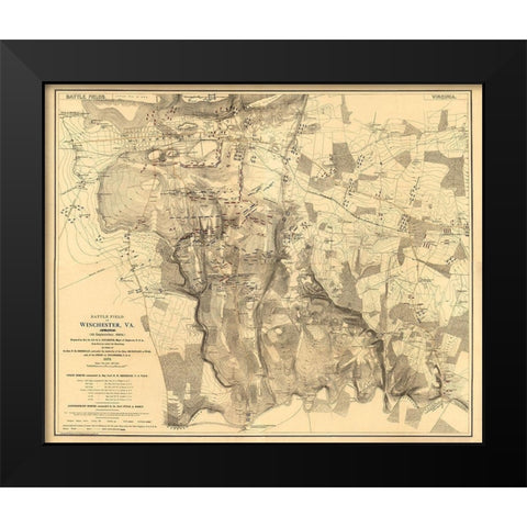 Winchester Virginia - 1864 Black Modern Wood Framed Art Print by Unknown