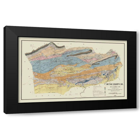 Wythe County Virginia - Boyd 1890 Black Modern Wood Framed Art Print by Boyd