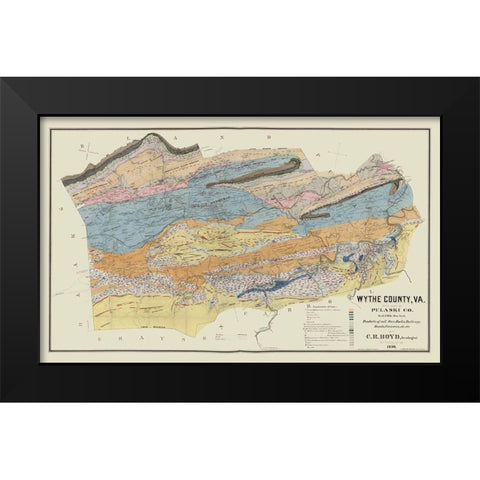 Wythe County Virginia - Boyd 1890 Black Modern Wood Framed Art Print by Boyd