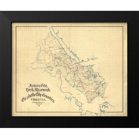 York County Virginia - Hotchkifs 1867 Black Modern Wood Framed Art Print by Hotchkifs