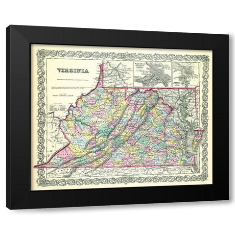 Virginia - Colton 1856 Black Modern Wood Framed Art Print by Colton
