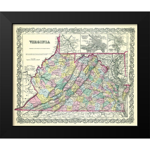 Virginia - Colton 1856 Black Modern Wood Framed Art Print by Colton