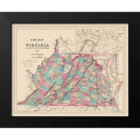 Virginia, West Virginia - Hoyer 1861 Black Modern Wood Framed Art Print by Hoyer