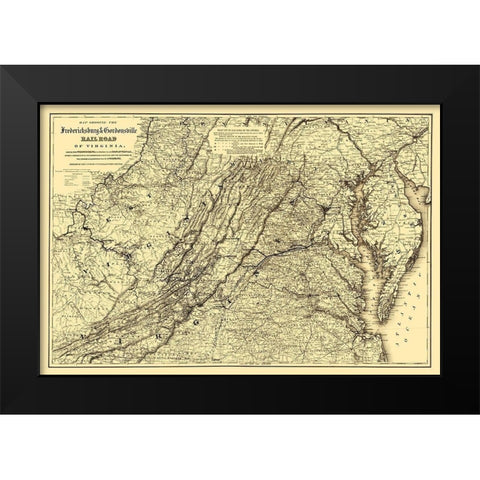 Fredericksburg and Gordonsville Virginia 1869 Black Modern Wood Framed Art Print by Colton