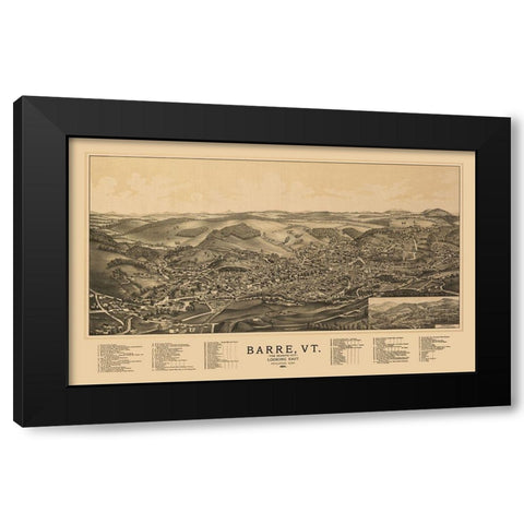 Barre Vermont - Norris 1891 Black Modern Wood Framed Art Print by Norris