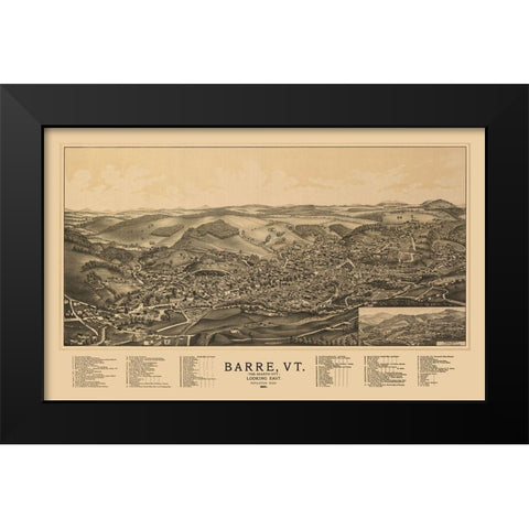 Barre Vermont - Norris 1891 Black Modern Wood Framed Art Print by Norris