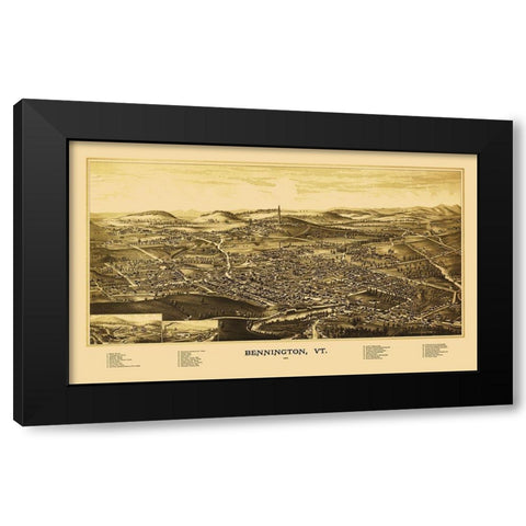 Bennington Vermont - Burleigh 1887 Black Modern Wood Framed Art Print with Double Matting by Burleigh