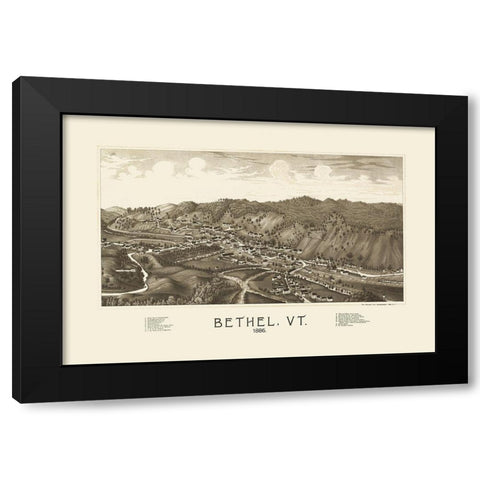 Bethel Vermont - Burleigh 1886 Black Modern Wood Framed Art Print with Double Matting by Burleigh