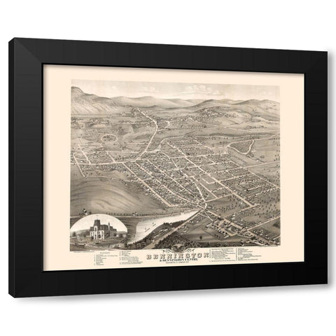 Bennington Vermont - Stoner 1877 Black Modern Wood Framed Art Print with Double Matting by Stoner