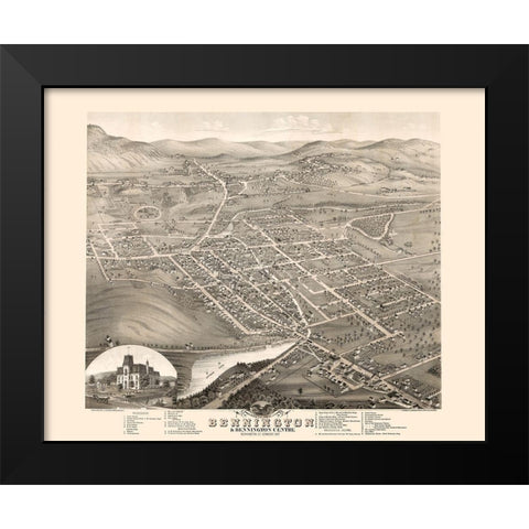 Bennington Vermont - Stoner 1877 Black Modern Wood Framed Art Print by Stoner