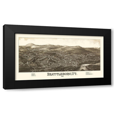 Brattleboro Vermont - Burleigh 1886 Black Modern Wood Framed Art Print by Burleigh