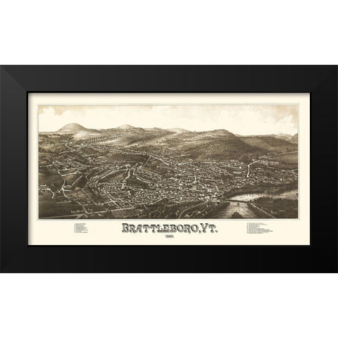 Brattleboro Vermont - Burleigh 1886 Black Modern Wood Framed Art Print by Burleigh